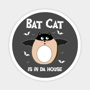 Halloween bat cat - white font Magnet